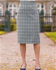 Cotswold Wool Blend Checked Straight Skirt